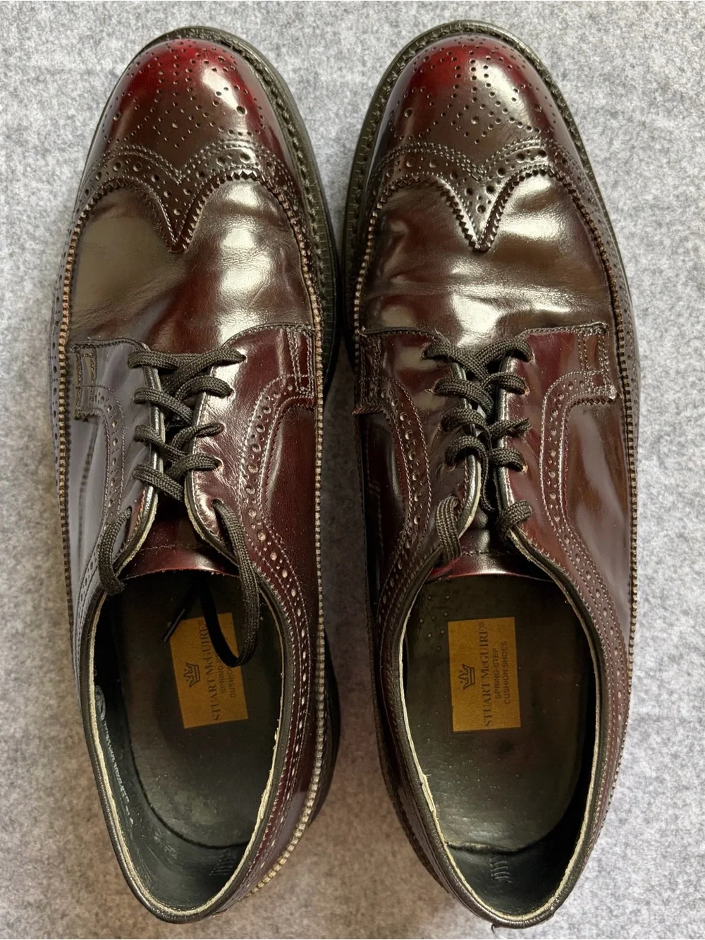 Men's Leather Wingtip Brogue Derby - Burnished Burgundy Brown